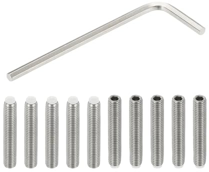 PATIKIL Vis Sans Tête M5x30mm Pointe en Nylon, 10Pcs Boulon à Tête Creuse Hexagonale Métrique en Acier Inoxydable 304, Anti-Dérapant, Entraînement Hexagonal Interne Avec Clé à Molette
