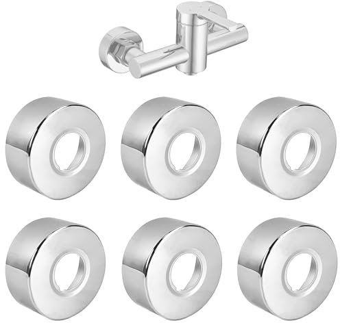 Cover Rosette Stainless Steel, 30 mm Cover Rosette Silver, Pack of 6 Pipe Covers, Stainless Steel, Rosette Tap Pipe Cover, Rosette Silver, Pipe Cover, for Shower Fittings, Taps