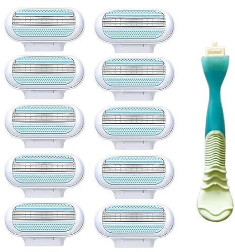 11-Teiliges Set Rasierklingen, Rasierklingen Damen, Damenrasierer, 3 Von Schutzkissen Umgebene Klingen, Die Sich Der Körperkontur Anpassen, Kompatibel Rasierklingen venus damen