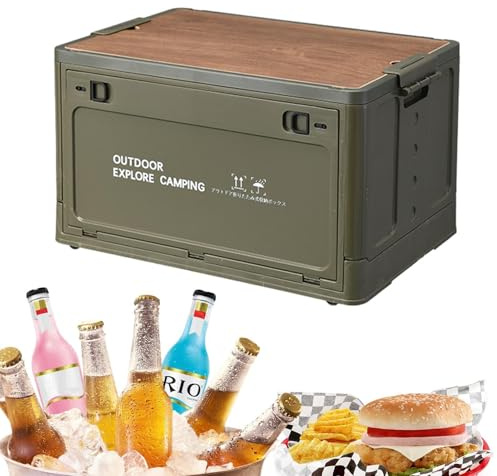 Arrovarp 60 L 53 × 35,5 × 30 cm hopfällbar campinglåda, campingförvaringslåda med lock, vikbar campingorganisation, utomhusförvaringsbox organisation, förtjockad förvaringslåda