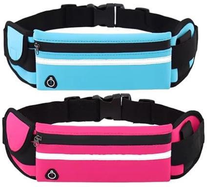 2 Pcs Running Belt,Running Belts for Women Bum Bag Running Belt Men Bumbags for Men for Running, Training, Hiking, Cycling, and Fitness Centers (Blue, Red)