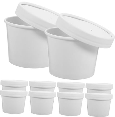 GLEAVI 10sätze Teiliges Einweg-suppentassen Mit Deckel Tragbare Fettabweisende Kleine Snackbecher Für Suppe Porridge Und Eiscreme Praktische Einweg-schalen Für Zuhause Party Und To-go