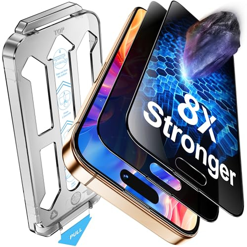 Tentoki for iPhone 17/16 Pro Screen Protector Privacy, 25°Anti Spy | 2 Pack for 8X Stronger Tempered Glass, Compatible With Face ID, 9H Hardness Military-Grade Protection, No Bubbles, 6.3-Inch