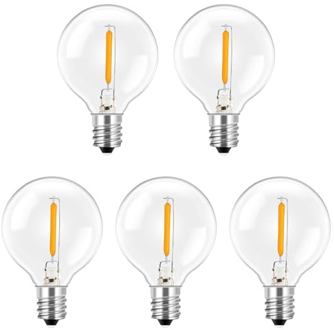 Toipwen Ampoule de rechange G40 pour guirlande lumineuse d'extérieur, culot E12, lumière chaude 2500 K, compatible avec les guirlandes lumineuses d'extérieur 24 V (lot de 5)