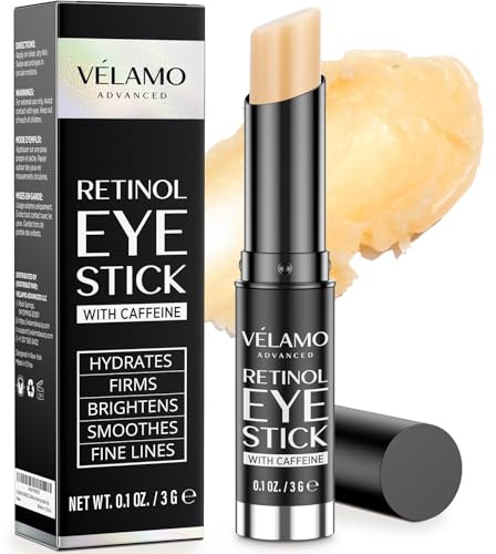 VELAMO ADVANCED Retinol Eye Balm Stick with Caffeine & Peptides – Under Eye Cream for Dark Circles, Puffiness, Fine Lines – Visible Results in 4–8 Weeks – Anti-Ageing & Firming for Mature Skin, 3g