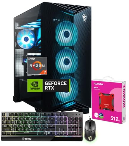 msi Aegis ZS2 RTX 5070 Gaming Desktop, AMD Ryzen 7 9700X (Intel i9-14900F), Liquid RGB Cooler, 64GB DDR5 RAM, 2TB SSD, RGB Backlit KB, Wi-Fi 7, Bundle with Adata 512GB External SSD, Black, W11H