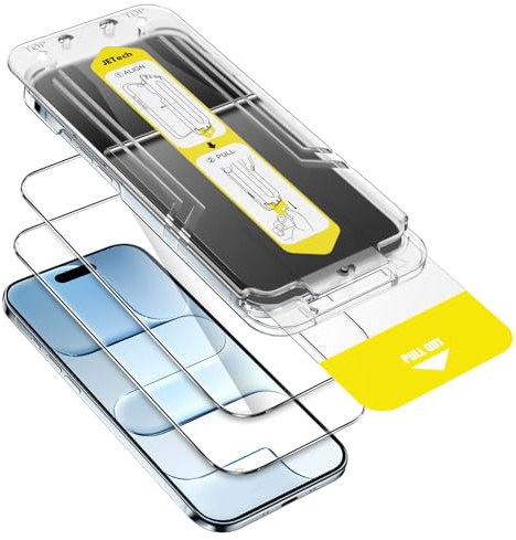 JETech Protector Pantalla para iPhone 17 Air, Kit Instalación Súper Fácil en 10 Segundos con Bandeja Alineación Solo Paso, Cristal Vidrio Templado Antihuellas, 2 Unidades