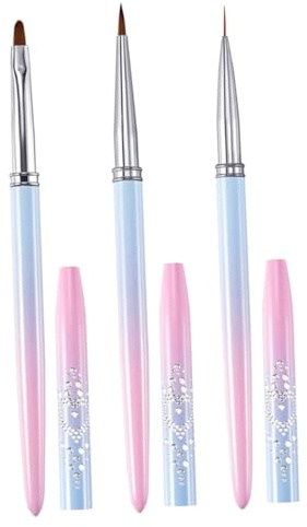 CLISPEED 3pezzi Pennelli per Unghie per Disegno e Pittura Unghie Accessori per Nail Art Facili da Impugnare Applicazione Liscia Realizzati in Materiale Pregiato Sicuri e Resistenti all Uso