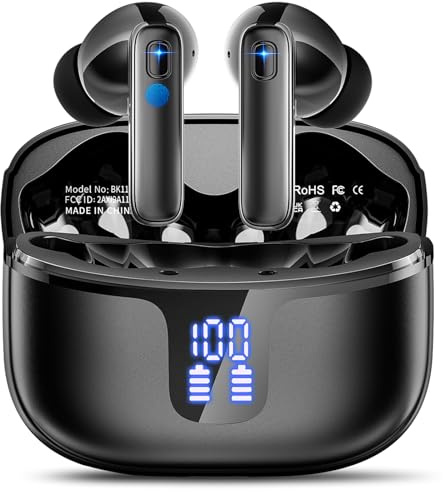 Cuffie Bluetooth, Auricolari Bluetooth 5.3 - Stereo con 4 HD ENC Mic, Cuffie Wireless In Ear Cancellazione Rumore, 40 Ore Cuffiette Sport IP7 Impermeabile, USB-C, Cuffie Senza Fili per Android/iOS