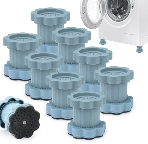 Huakaile 8 Packs Adjustable Washing Machine Anti Vibration Pads Risers, Washing Machine Leveling Feet Heightening Stabilizer Base Pedestal Stand for Shock Noise Washer Dryer Furniture Laundry (Blue)