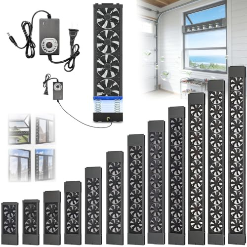 Ventilador de ventana - Ventilador extractor vertical retráctil para ventanas correderas, con velocidad variable, ideal para dormitorios, cocinas, áticos, habitaciones(98-110cm/38.5-43.3in)
