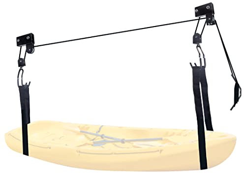Cartman Kayak Hoist Lift Garage Storage Canoe Hoists, 57kg Capacity for Kayaks, Canoes, Bikes, Cargo Box, or Ladder Storage