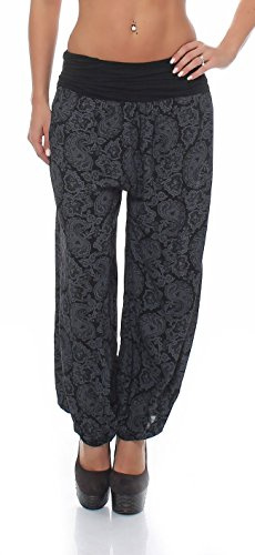 Malito Harem Pantalón con Orient Print Boyfriend Aladin Bombacho Sudadera Baggy Yoga 8580 Mujer Talla Única (Negro)