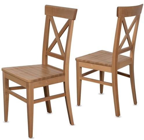 Staboos Esszimmerstühle 4er Set Massivholz Kernbuche, Natur CH24 | bis 150 kg belastbar, fertig montiert, 100% Voll, Küchenstühle & Esstisch Stühle, für Wohnzimmer & Esszimmer