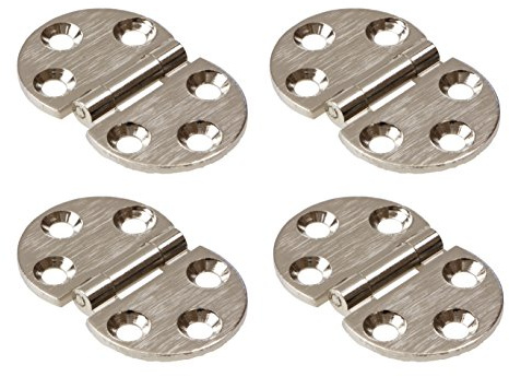 GedoTec® Klappenscharnier Möbelscharnier Aufschraubband Scharnier Klappenbeschlag VARIO für Holzklappen | Stahl vernickelt matt | Öffnungswinkel 270° | zum Schrauben (4 Stück)