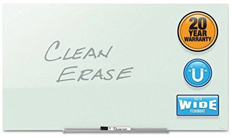 Quartet Whiteboard/Whiteboard aus Glas, magnetisch, 127 x 71 cm, weiße Oberfläche, rahmenlos, G5028IMW