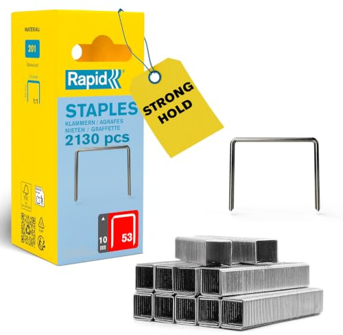 Rapid Tackerklammern Typ 53, 10 mm, 2.130 Stk. Feindrahtklammern | Galvanisierter Qualitätsstahl; präziser Anschnitt; kompatibel mit Typ 53 Tackern; für Holz, Stoffe und Leder; 10 mm Länge