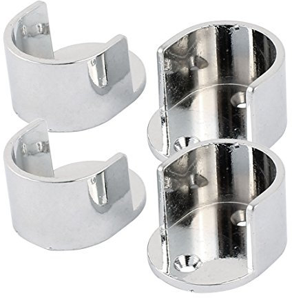 sourcing map 4 Stück Kleiderschrank Metallrunde Stange Flanschhalterung 25mm Dmr. Silber DE de