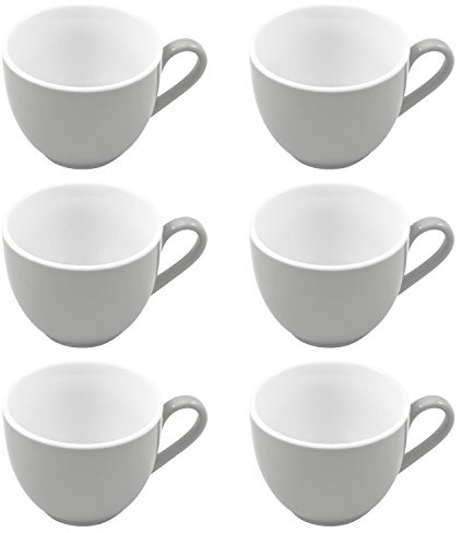 Ritzenhoff & Breker Doppio Espressotassen, 6er Set, Espresso Obertassen mit farbigem Rand, Porzellan, Grau, 80 ml, 576900