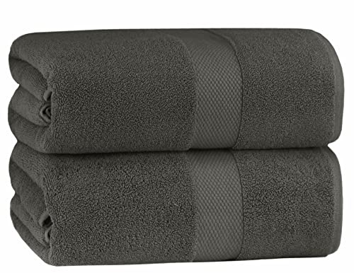 COTTON CRAFT Hotel Spa Luxury Bath Sheet - 2 Pack - Oversized Extra Large 40 x 80 - Heavyweight 700 GSM 2 Ply Ringspun Cotton - Soft Absorbent Everyday Use Home Bath Easy Care Towel Set - Grey