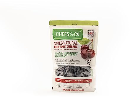 CHEFS & CO | Cerezas Rojas Dulces Secas (sin hueso) | Frutas Secas 100% Naturales | Sin Sulfitos, Sin Gluten, Vegano | Sin Aditivos, Sin Azúcares Añadidos, Certificado Kosher (Paquete de 1 x 750g)
