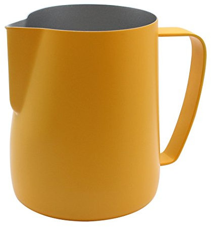 Dianoo Brocca per schiuma in acciaio inox, adatta per caffè, latte e latte, 600 ml, giallo