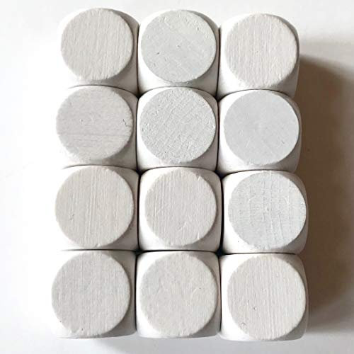 Spieltz Blanko Würfel aus Holz für Brettspiele, weiß, Made in Germany (12 Stück)
