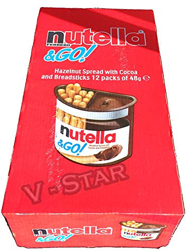 Boîte complète de NUTELLA Ferrero & GO Pâte à tartiner noisette & Bâtonnets de pain malté 12 x 48 g