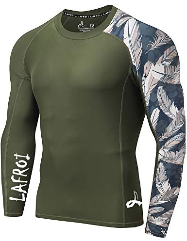 LAFROI - Camiseta de Neopreno Protectora, de compresión, para Hombre, Manga Larga, UPF 50+, Ajustada, Modelo CLYYB (Asym Leisure,S)