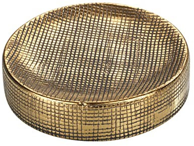 Wenko Portasapone Rivara-Porta saponetta, Dipinto a Mano, Ceramica, Gold, 10 x 2.5 x 10 cm