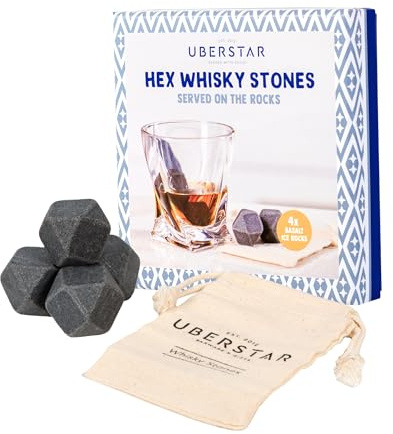 Uberstar Hex-Whisky-Steine, 4 x Basalt-Eissteine