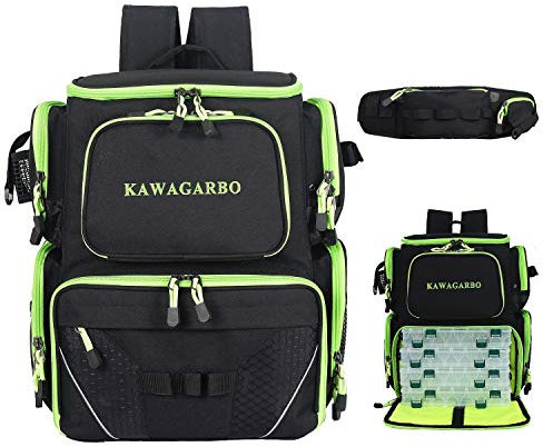 Kawagarbo Angel-Rucksack, groß, wasserdicht, mit Regenschutz, 25 l, Schwarz / Grün