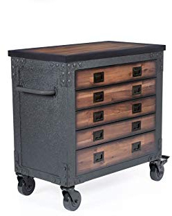 Duramax Rollbarer Werkzeugkasten mit 5 Schubladen für Haus, Garage und Werkstatt, verstärktes Industriemöbel, Aufbewahrungswagen im Vintage-Look, Rollkoffer, 92 x 51 x 94 cm