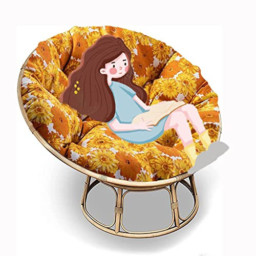 Runde Papasan Sessel Stuhl Auflage Papasan-Kissen für Drehsessel Korbsessel Balkonstuhl【Stuhl Nicht Enthalten】 (P12 Ø170cm/66.9 in)
