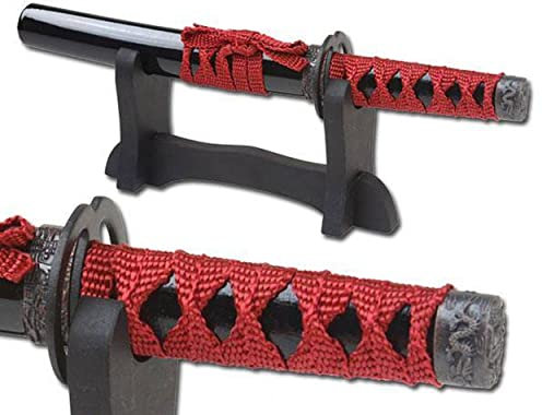 Brieföffner in Japanischer Tanto-Form mit Ständer Mini Katana Schwert Echt Metall Scharf SW-1811BK 24 cm