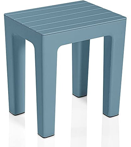 Inbagno Sgabello Bagno Doccia Multiuso Lello Alta Resistenza, 38x29x41 cm Effetto Legno, Portata 150 kg (1, Turchese Cobalto)