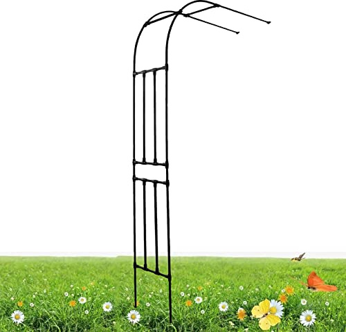 Arche de jardin en Demi-arche en métal, Arche à rosiers de demi-mur latéral, Arcade à Rosiers en treillis de pergola résistant aux intempéries, pour jardin extérieur/terrasse/balcon ( Color : Nero , S