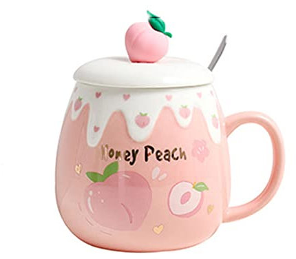 Tazze per tazze 17oz (500ml) Tazza di ceramica a forma di pesca rosa for uso domestico Tazza da colazione Tazza da latte Set da tè pomeridiano Tazza da caffè Uomo e donna Uso quotidiano Tazza di caffè
