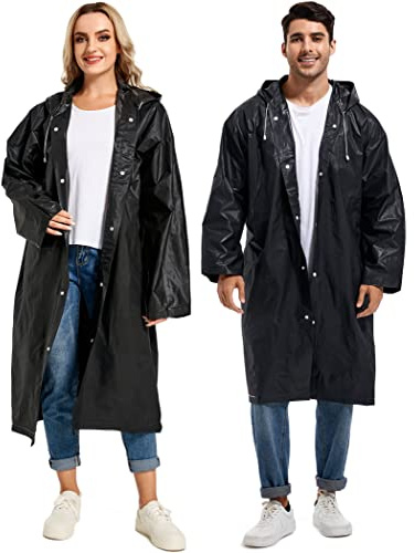 HOOMBOOM Rain Ponchos for Adults Reusable Raincoats Hooded for Women Men Survival Heavy Duty Military Impermeable 2 Packs Rain Coat