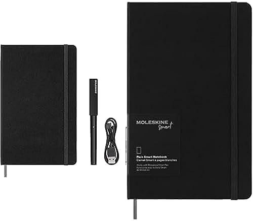 Moleskine Smart Writing Set + Smart Notebook, Sistema di Smart Writing, Smart Notebook con Copertina Rigida, Pagine Bianche e Chiusura Elastica, Formato Large 13 x 21, Colore Nero