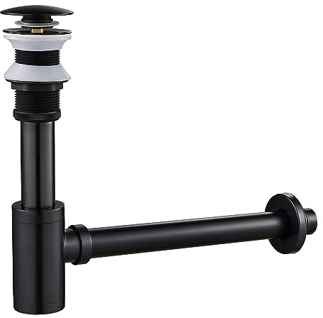 TSIBOMU Solid Brass Adjustable 1-1/4 Bottle Trap Without Overflow Drain Stopper Set, Bathroom Sink P-Trap Complete Set Sink Drain Kit Tube, Oil Rubbed Bronze