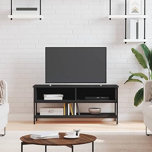 Homgoday TV Schrank Schwarz 100x35x45 cm Holzwerkstoff Entertainment Center Schrank TV Ständer HiFi Schrank Stereoschrank TV-Einheit Wohnzimmermöbel Home Indoor Aufbewahrungskiste