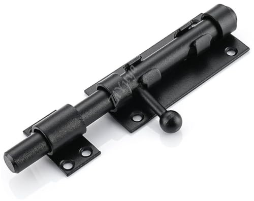 ZiYuya 304 Edelstahl Schiebetorriegel, Türschloss mit Vorhängeschloss, Schieberiegel Riegelschloss Bolzenriegel Türriegel Abschließbar Schubriegel Beidseitig, Schwarz 160mm