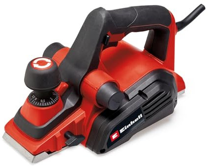 Einhell Elektrohobel TE-PL 920 (920 Watt, 82 mm Hobelbreite, bis 3,5 mm Spantiefe, Falztiefen-/Parallelanschlag, autom. Parkschuh, Absaugadapter, inkl. 2x TCT-Wendemesser)