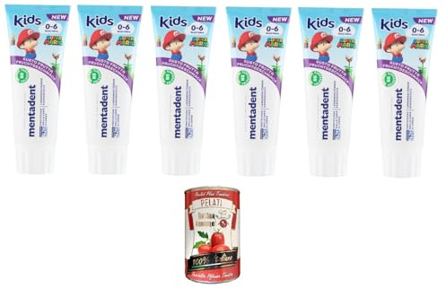 Mentadent Dentifricio Kids 0-6 anni Zahnpasta für Kinder 6x75ml + Italian Gourmet polpa 400g