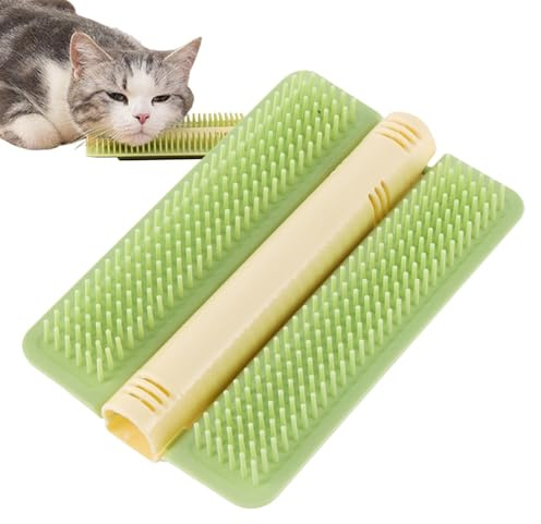 Cat Groomer für Ecken - Fellpflege Katzenbürste mit Katzenminze | Katzenmassagebürste, Katzenwandkratzer, interaktives Kätzchenspielzeug für Indoor-Katzen