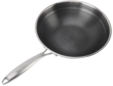 Padella in Acciaio Inossidabile 316, Padelle da a Nido D'ape Antiaderenti, Compatibile con Piano Cottura a Gas a Induzione, Forno per Lavastoviglie, Padella per Cottura a