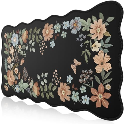 iCasso Desk Matt for Desktop, Black Desk Mat, Cute Desk Pad Mat, XXL Large Mouse Pad for Desk, Anti-Slip Big Mousepad with Stitched Edges, Keyboard Pad Mouse Mat for Computer(Black)
