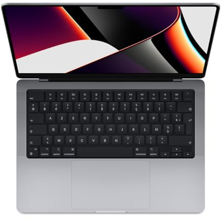 2021 Apple MacBook Pro mit Apple M1 Pro Chip (14-zoll, 16GB RAM, 1TB SSD Kapazität) (QWERTZ German) Space Grau (Generalüberholt)