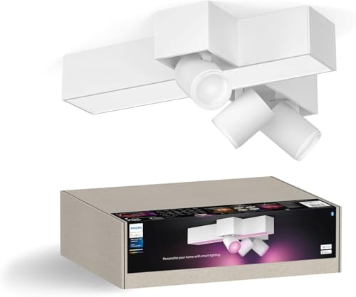 Philips Hue White & Color Ambiance Centris 3er Spot Kreuz, dimmbar, 16 Mio. Farben, steuerbar via App, kompatibel mit Amazon Alexa, weiß, neue Generation